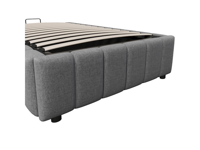  Sommier coffre enfant 90x200 cm avec rangement, mdf et lin, gris  - Conforama E