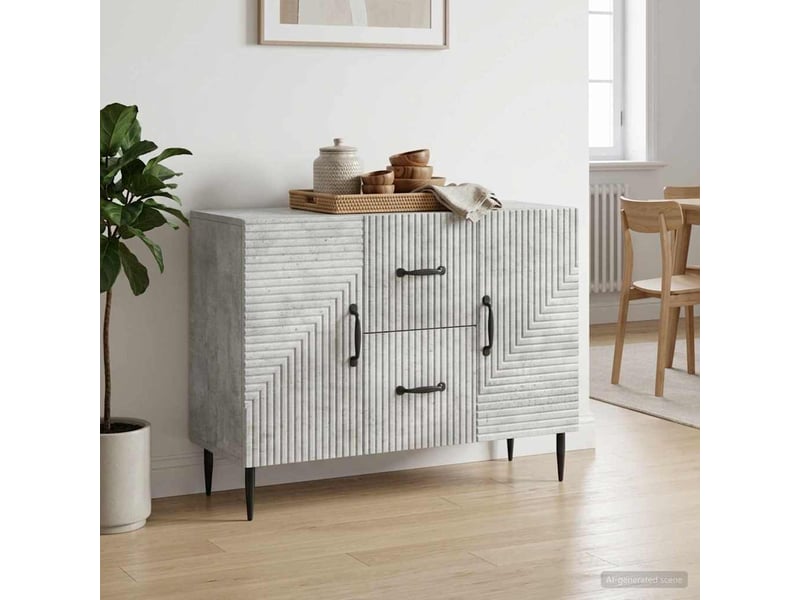  Buffet - bahut - meuble de rangement gris béton 89 x 34,5 x 60 cm bois d'ingénierie  - Conforama B