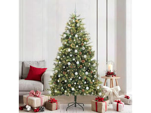 Sapin de noël - arbre de noël artificiel avec branches pliables et cônes 210 cm