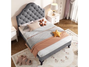 Lit simple 90x200 cm <strong></strong> <strong>evarich</strong> coloris gris