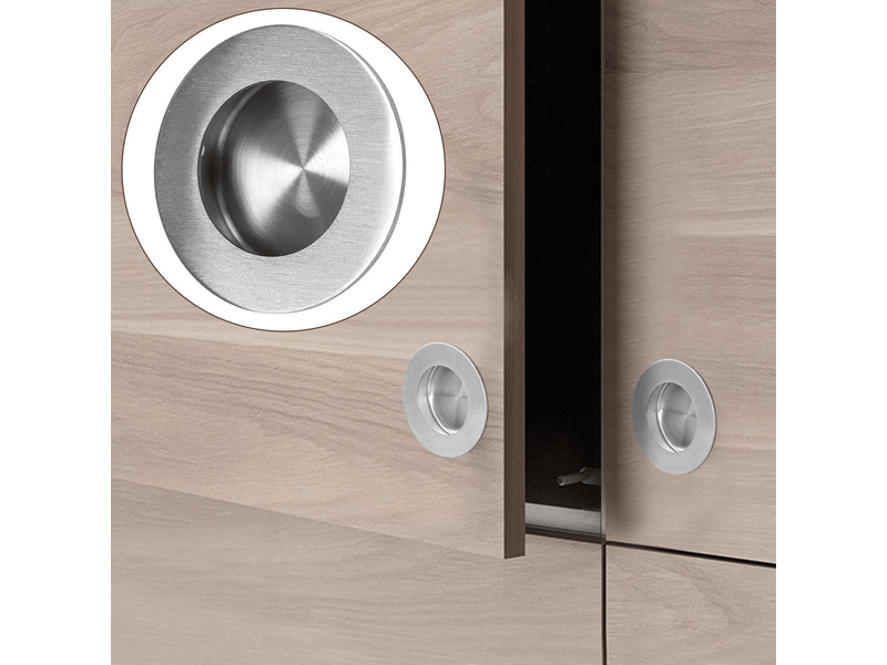  Jeu de 4 poignées de porte coulissante encastrées en acier inoxydable, adaptées aux tiroirs de portes coulissantes, avec vis  - Conforama C