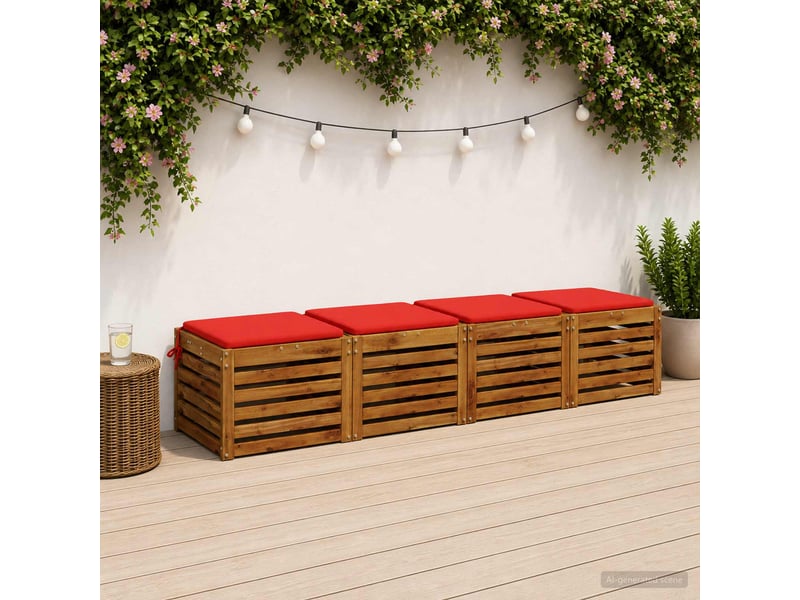Lot de 4 coussins de siège, coussins d'assise soest 100 % polyester rouge cf60502 - Conforama B