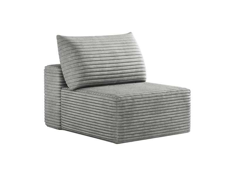 Fauteuil fixe 1 place gris en tissu effet velours côtelé 70 x 95 x 83 cm, sans montage, pour salon W3428P516158 - Conforama A