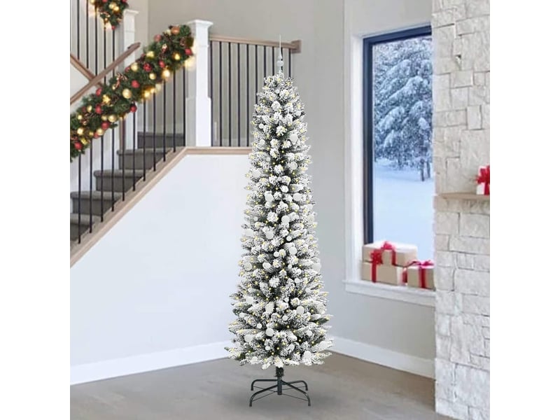  Sapin de noël artificiel, arbre de noël blanc 240 cm pvc, métal et plastique shl1620  - Conforama B