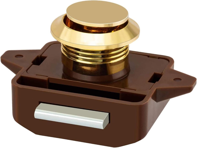 Loquet de porte d'armoire à bouton-poussoir pour caravane, camping-car, placard doré 2pcs - Conforama E
