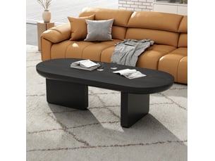 Table basse ovale coloris noir <strong>CHICFURN</strong> <strong></strong> - 49.8 cmx119.7 cm