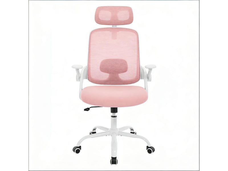  Fauteuil de bureau avec dossier haut réglable en maille rose T5828P493529 - Conforama A