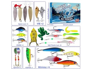 Calendrier de l’avent pêche 2026, 24 jours de leurres et accessoires, cadeau de noël pour homme, pêcheur et ado