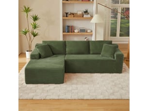 Canapé droit fixe 4 places Tissu vert
