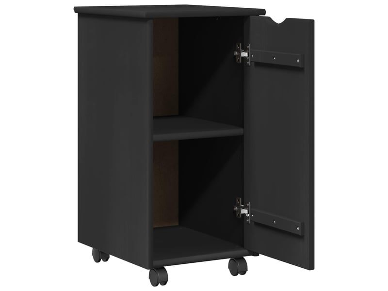 Caisson roulant de bureau noir 34 x 39 x 65,5 cm bois de pin massif  - Conforama D