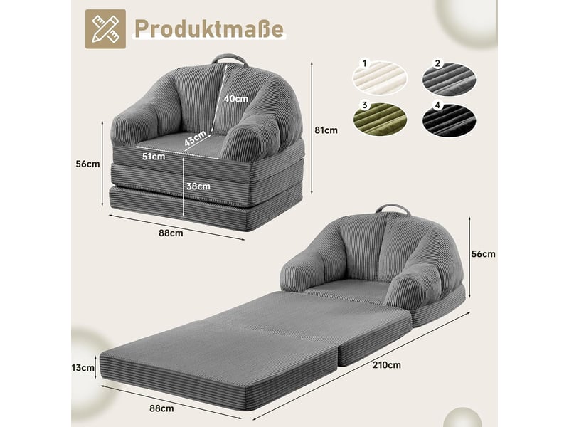 Banquette-lit bz avec couchage régulier, 88 cm, gris - Conforama C