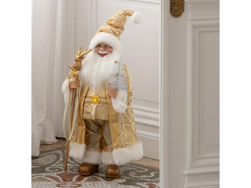  Père noël déco cyriaque 45cm doré  - Conforama D