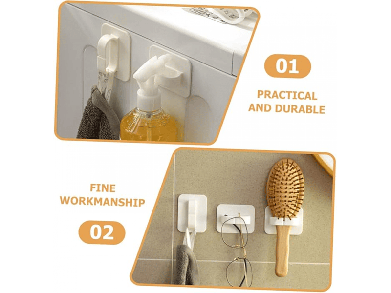 6 pièces crochet d'ouverture d'anneau coller sur les adhésif charge lourde fixation etagere murale patères la chambre, blanc - Conforama D
