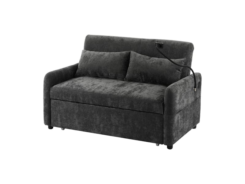  Canapé convertible 2 places en tissu chenille gris 129x76x81 cm N653P202122G - Conforama B
