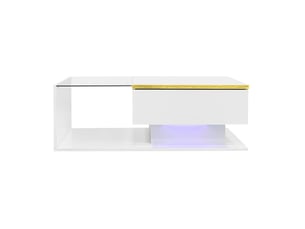 Table basse rectangulaire coloris blanc <strong>BEAUNIV</strong> <strong></strong> - 50 cmx90 cm