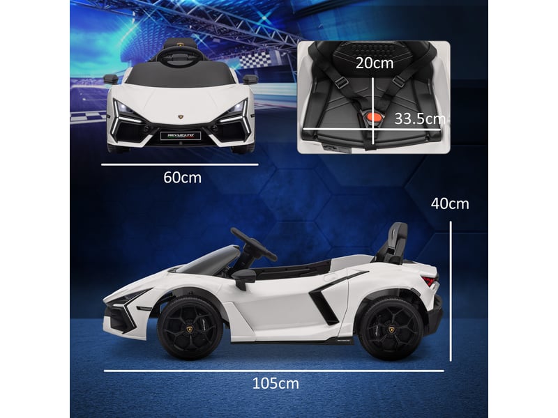  Voiture électrique pour enfants avec lumières led, klaxon et télécommande, en plastique et acier, 105 x 60 x 40 cm, blanche  - Conforama E