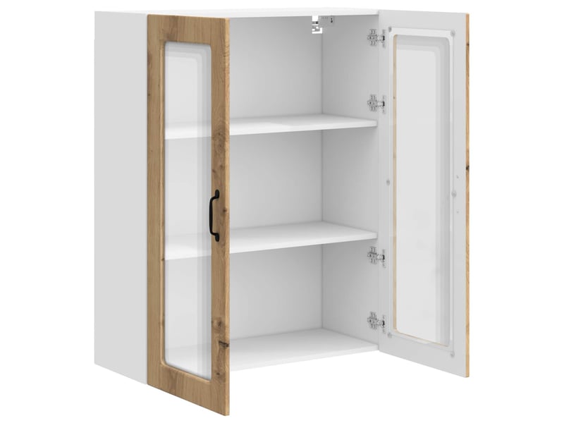 Meuble mural de cuisine, cabinet en verre mural chêne artisanal 80x31x100cm shl1702 - Conforama E