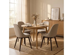 Lot de 4 chaises de salle à manger rembourrées en tissu delphi - marron