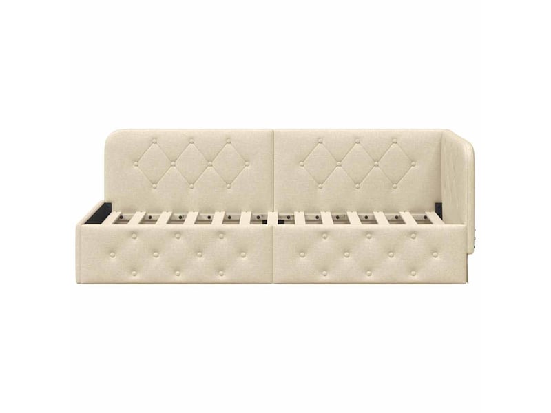  Lit simple- lit adulte -  cadre de lit d'angle crème 80 x 200 cm tissu  - Conforama D