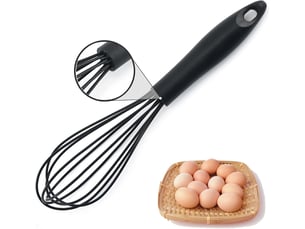1 pc (noir)fouet en silicone, fouet patisserie ustensile cuisine ballon fouet à oeufs, batteur manuel à oufs pour mélanger fouetter battre