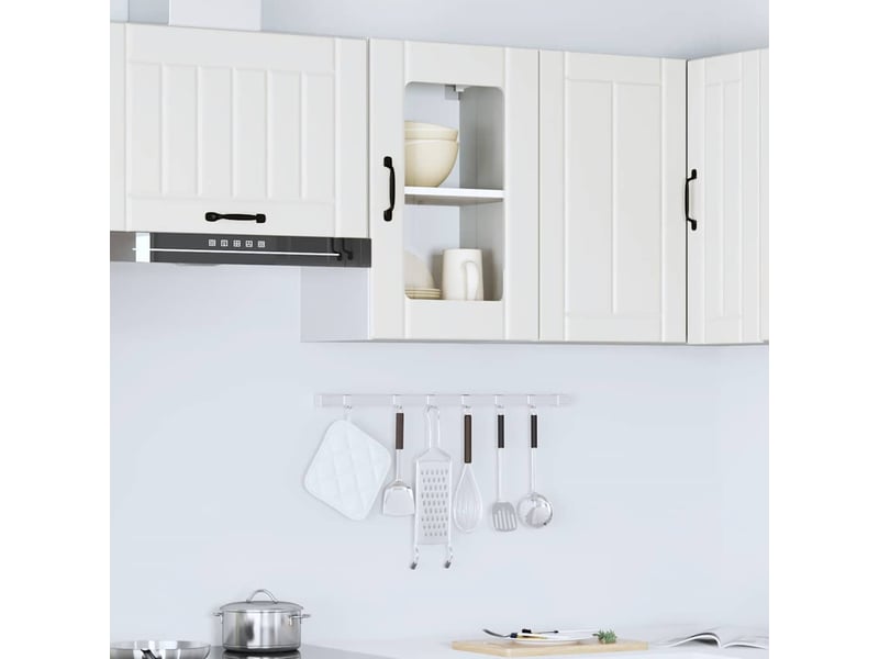 Meuble de rangement, armoire murale de cuisine avec porte en verre lucca blanc - Conforama D
