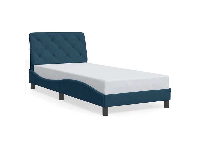  Lit simple- lit adulte -  cadre de lit sans matelas bleu 80x200 cm velours  - Conforama A