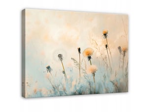 Tableau décoration murale impression sur toile fleurs sauvages prairie beige - 60x40 cm - tableau décoration murale chambre et salon