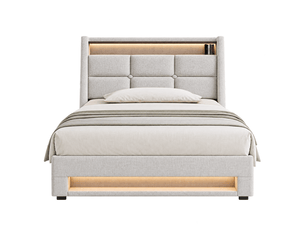 Lit coffre 90x200 cm ULQENI coloris beige