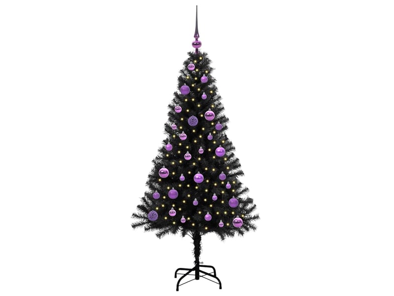  Sapin de noël, arbre de noël noir 150 cm pvc shl4321  - Conforama A