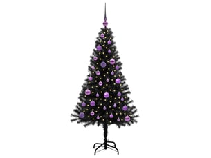 Sapin de noël, arbre de noël noir 150 cm pvc shl4321
