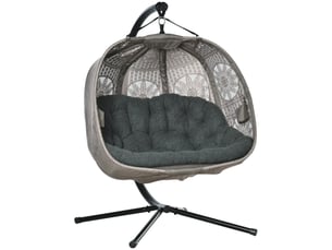 Hamac chaise 132x126x172 cm pliable avec structure, coussin, acier, sable