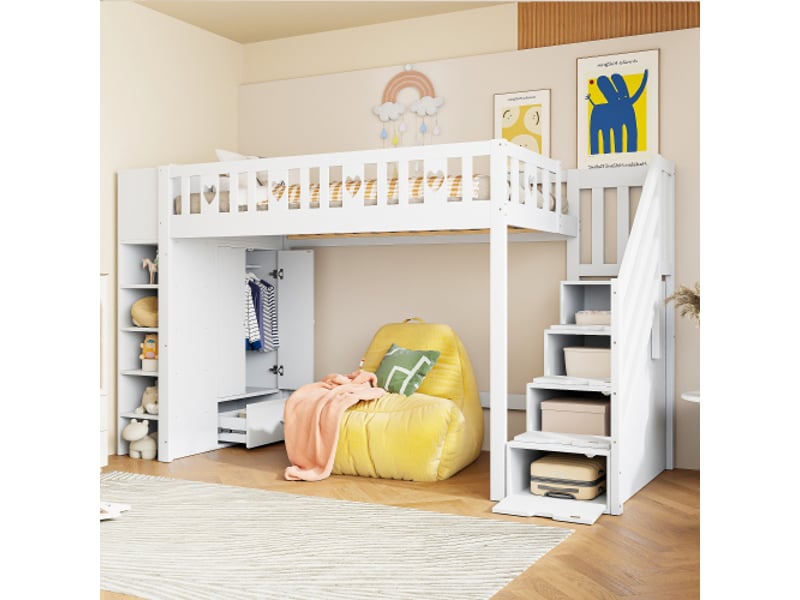  Lit mezzanine 90x200 cm coloris blanc pin lit enfant blanc - Conforama D