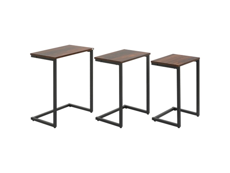 Lot de 3 tables d’appoint c empilables, acier, style industriel marron rustique pour salon - Conforama A