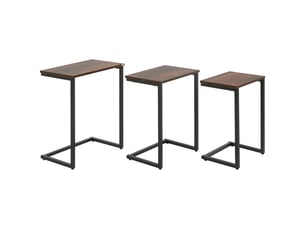 Lot de 3 tables d’appoint c empilables, acier, style industriel marron rustique pour salon