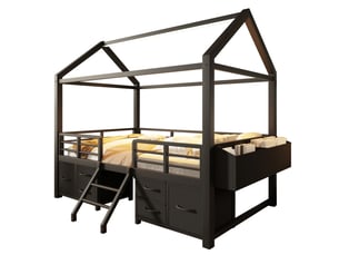 Lit mezzanine 90x200 cm <strong>MODFU</strong> <strong></strong> coloris noir
