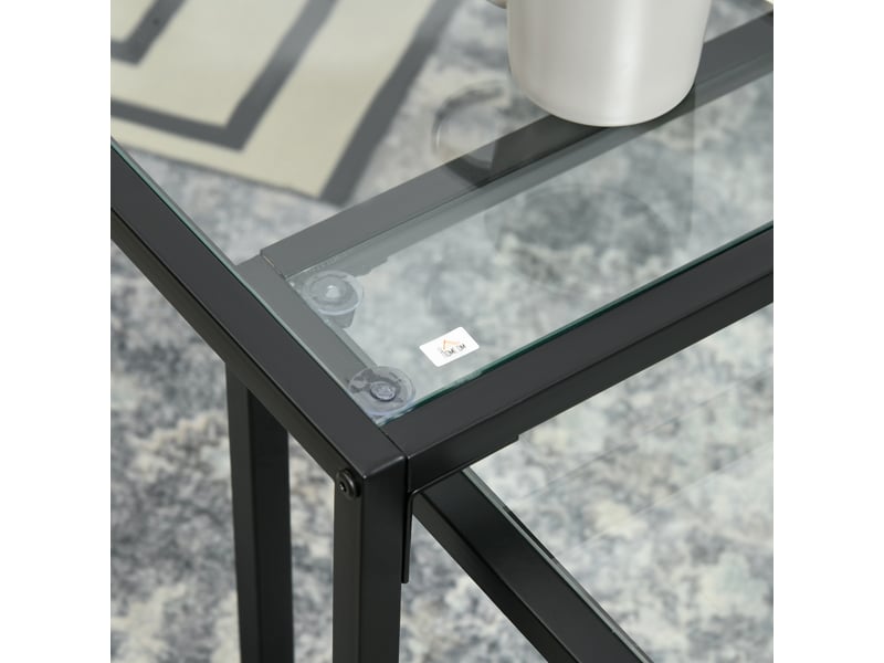  Lot de 2 tables basses gigognes tables de salon rectangulaires design en acier noir et plateaux en trempé verre  - Conforama W