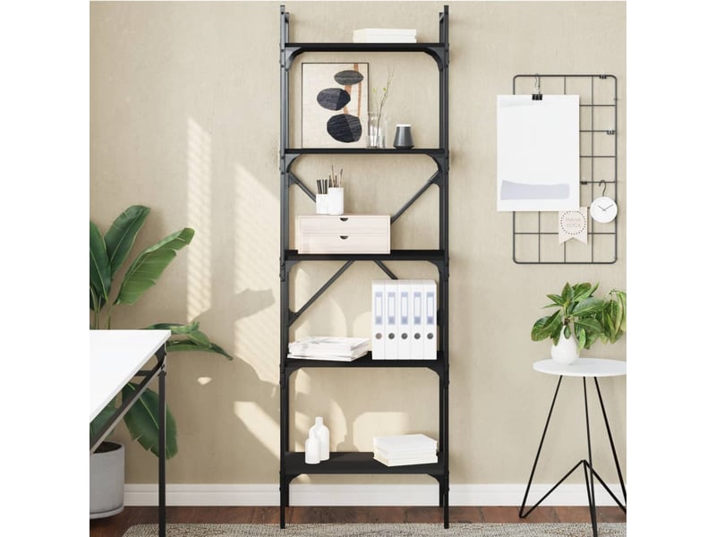  Bibliothèque à 5 niveaux, armoire à livres noir 56x31,5x174 cm bois d'ingénierie  - Conforama B