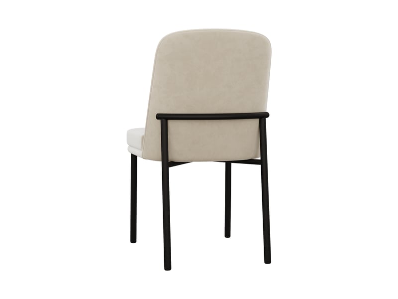  4 chaises de salle à manger - cadre métal noir, coussins épais velours beige - design moderne minimaliste  - Conforama E