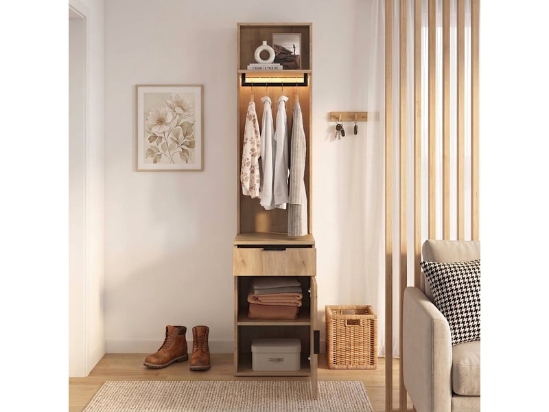 Armoire 5 portes blanche avec portes persiennes 225x50x200 cm - Conforama B