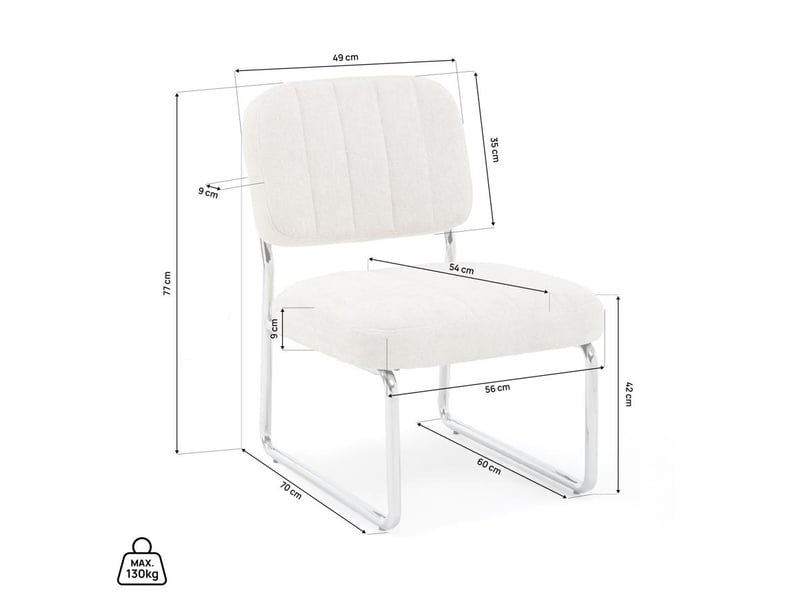  Fauteuil beige rembourré pieds chromés et tissu chenille - paola PAOLA - Conforama D