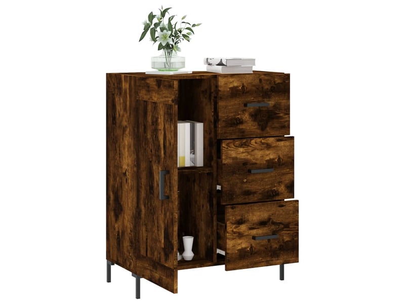  Buffet - bahut - meuble de rangement chêne fumé 69,5x34x90 cm bois d'ingénierie  - Conforama D