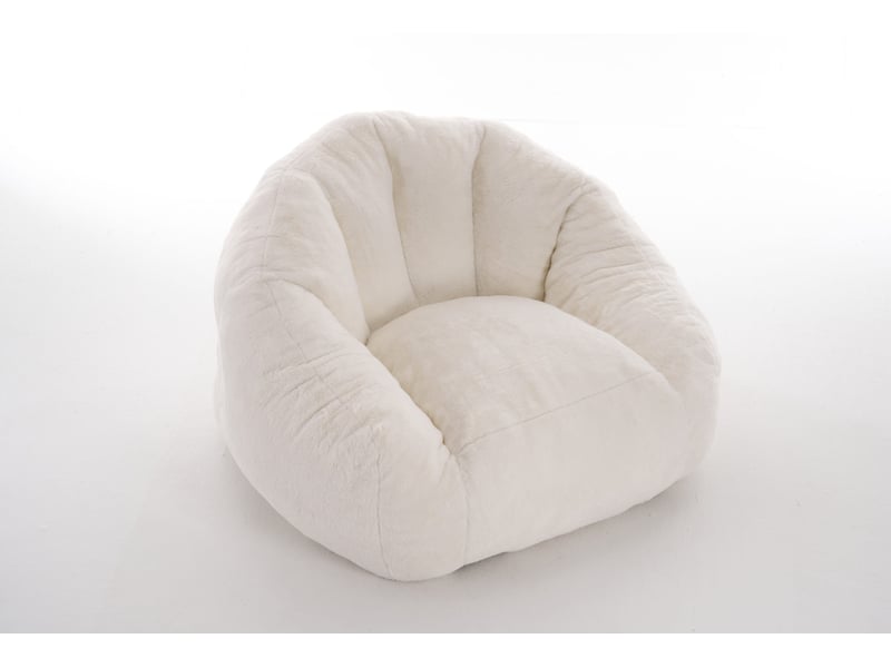 Fauteuil pouf avec dossier enveloppant, rembourrage en mousse et sans montage, en polyester blanc, 123 × 111 × 75 cm - Conforama A