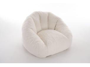 Fauteuil pouf avec dossier enveloppant, rembourrage en mousse et sans montage, en polyester blanc, 123 × 111 × 75 cm