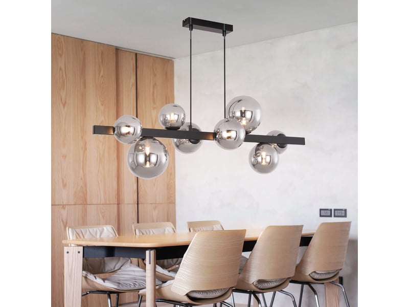 Zmh suspension salle à 8 flammes g9 boule de verre rétro 174 cm lampe à suspendre pour cuisine  - Conforama C