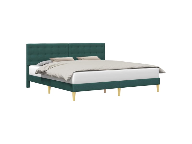 Lit double- lit adulte - cadre de lit avec tête de lit vert foncé 200 x 200 cm tissu - Conforama A