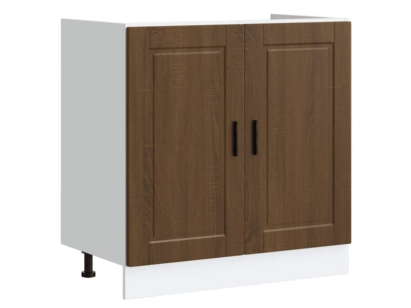  Meuble de cuisine, meuble bas pour évier chêne marron bois ingénierie  - Conforama A