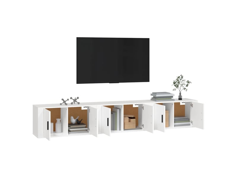  Lot de 3 meuble tv mural, meuble tv suspendu blanc 80x34,5x40 cm  - Conforama C