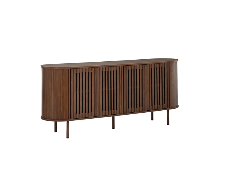  Buffet 4 portes coulissantes perforées en mdf coloris noyer 160 x 40 x 70 cm N625P488112113N - Conforama B