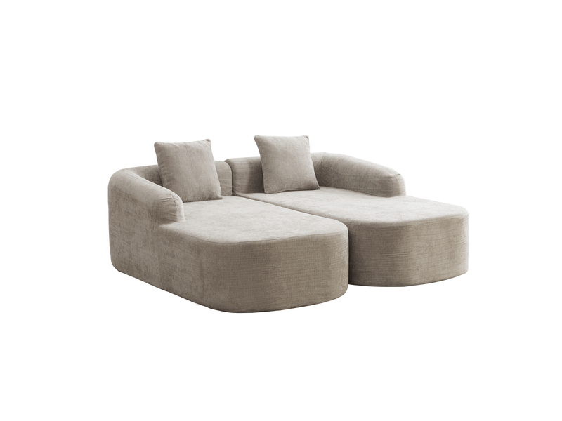  Canapé modulable 2 places avec chaise longue en chenille gris  - Conforama A