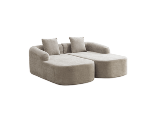 Canapé modulable 2 places avec chaise longue en chenille gris